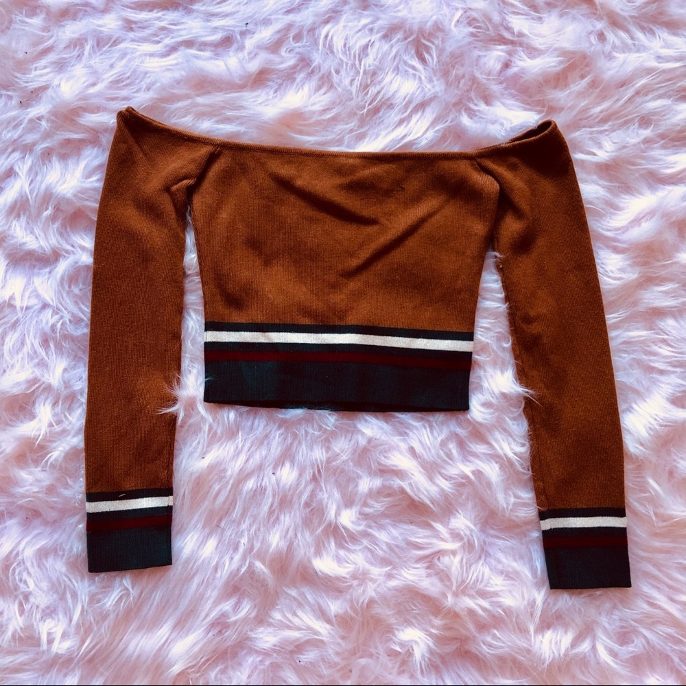 Dolls Kill off the shoulder stripe sweater top